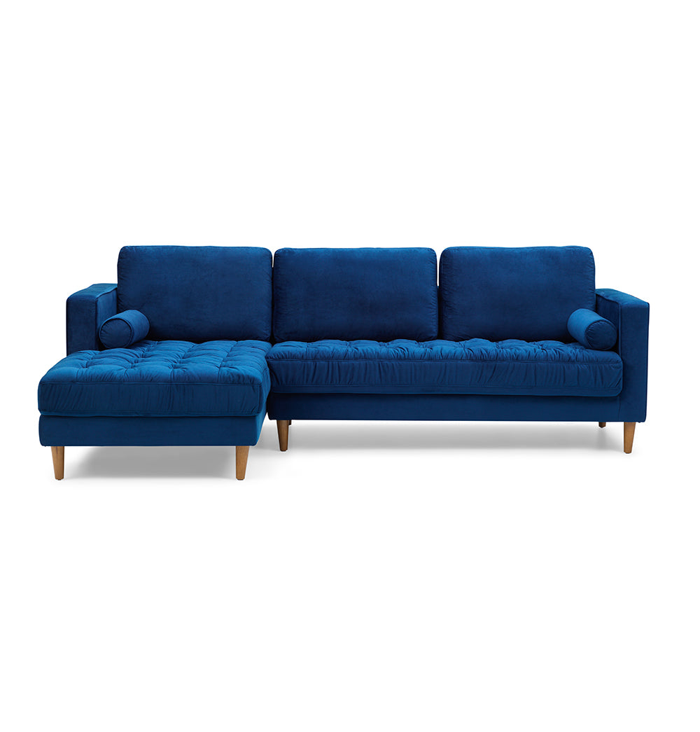 Bente Tufted Velvet Sectional Sofa - Blue - GFURN