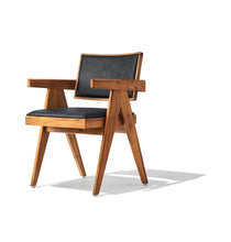 Load image into Gallery viewer, Maïa Dining Chair - Walnut &amp; Black Leather - GFURN

