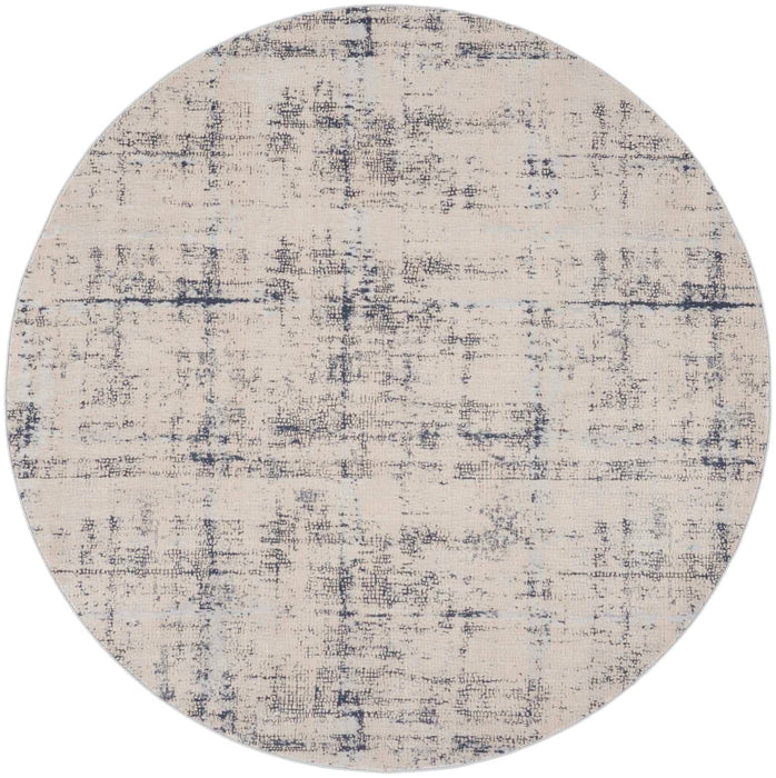 Nourison Rustic Textures 8' Round Area Rug RUS06 Ivory Blue