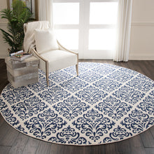 Load image into Gallery viewer, Nourison Grafix GRF06 Navy Blue and White 8&#39; Round Large Rug GRF06 White/Blue
