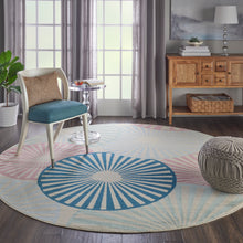 Load image into Gallery viewer, Nourison Grafix GRF20 White and Blue 8&#39; Round Large Rug GRF20 Ivory/Multi
