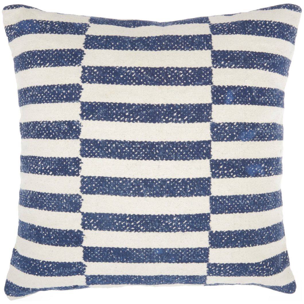 Nourison Life Styles Printed Stripes Navy Throw Pillow DL502 20