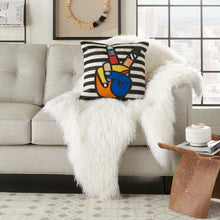 Load image into Gallery viewer, Mina Victory Natural Leather Hide Peace Hand Multicolor Throw Pillow S3219 20&quot;X20&quot;
