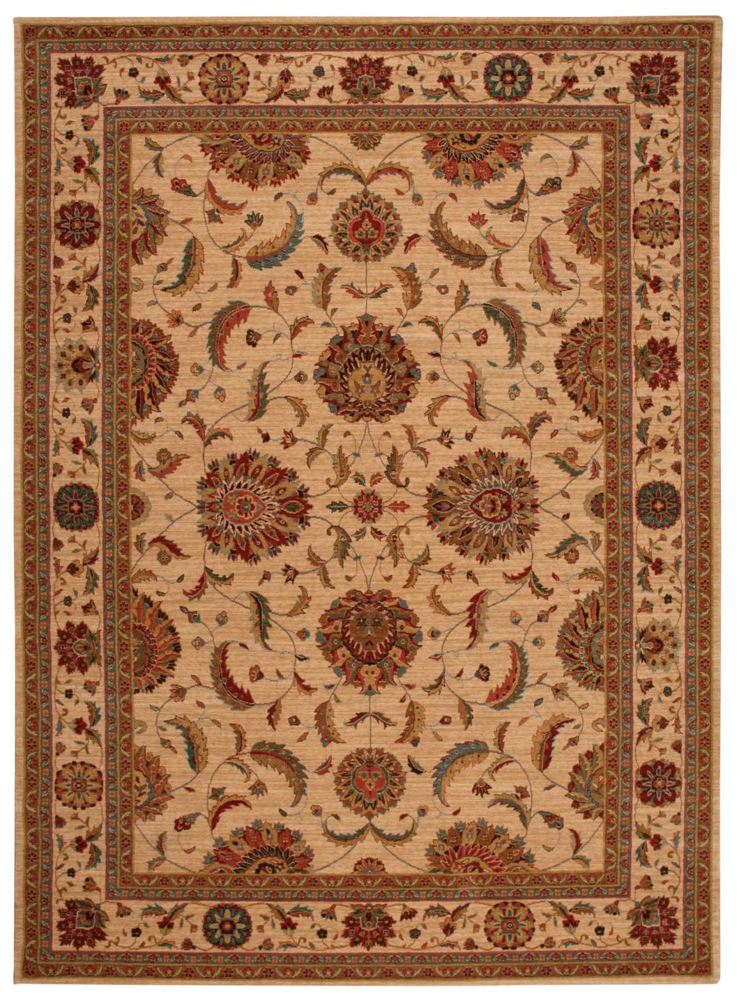 Nourison Living Treasures LI04 Beige and Red 8'x11' Rug LI04 Ivory