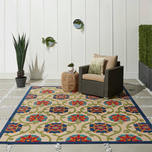Load image into Gallery viewer, Nourison Aloha ALH19 2&#39;8&#39;x4&#39; Blue Multicolor Easy-care Indoor-outdoor Rug
