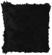 Load image into Gallery viewer, Mina Victory Fur Remen Poly Faux Fur Black Throw Pillow FL101 22&quot; x 22&quot;
