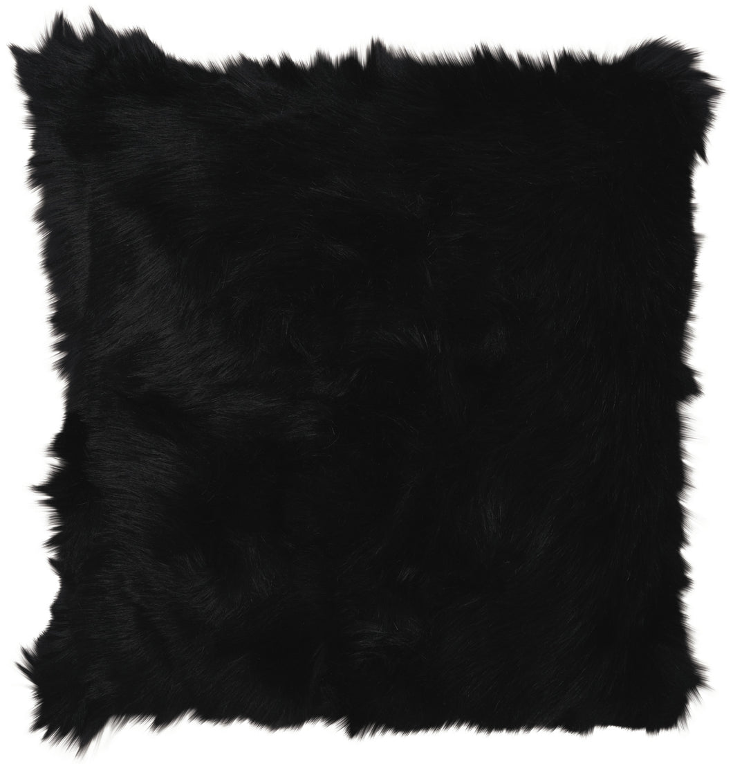 Mina Victory Fur Remen Poly Faux Fur Black Throw Pillow FL101 22