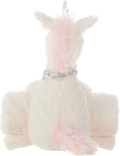 Load image into Gallery viewer, Mina Victory Plush Unicorn With Blanket Ivory Throw Pillow N1424 7&quot; x 17&quot;
