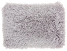 Load image into Gallery viewer, Mina Victory Yarn Shimmer Light Grey Shag Throw Pillow TL004 14&quot; x 20&quot;
