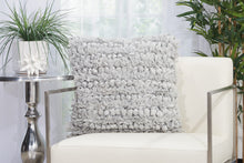 Load image into Gallery viewer, Mina Victory Loop Silver Shag Throw Pillow DL658 16&quot;X16&quot;
