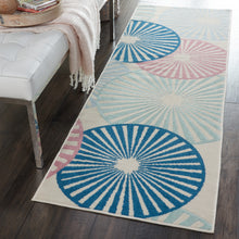 Load image into Gallery viewer, Nourison Grafix GRF20 White and Blue 8&#39; Runner Hallway Rug GRF20 Ivory/Multi

