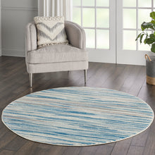 Load image into Gallery viewer, Nourison Jubilant JUB04 Teal Blue and White 5&#39; Round Beach Area Rug JUB04 Blue
