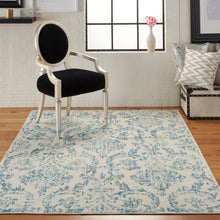 Load image into Gallery viewer, Nourison Jubilant JUB09 White and Blue 5&#39;x7&#39; Farmhouse Area Rug JUB09 Ivory/Blue

