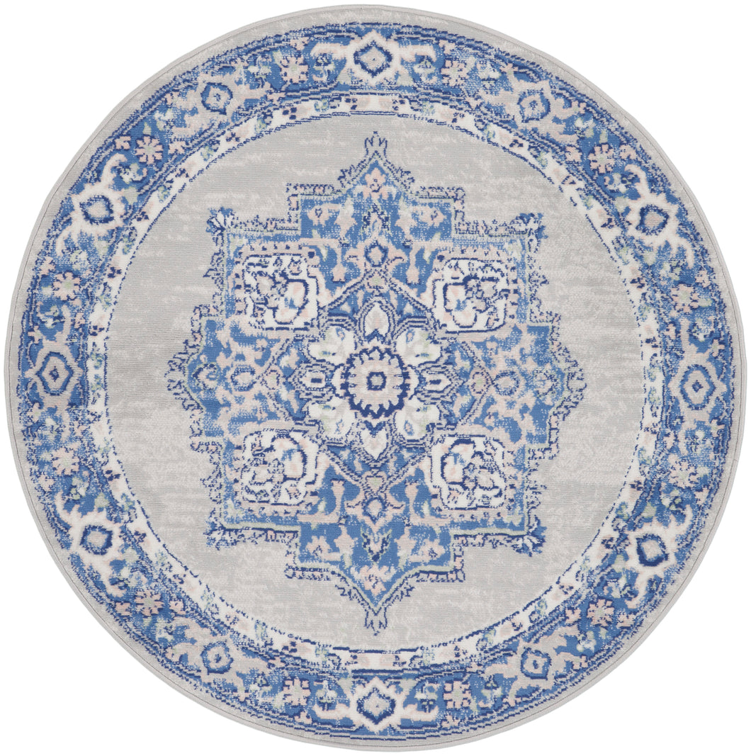 Nourison Whimsicle 5' Round Area Rug WHS03 Grey Blue