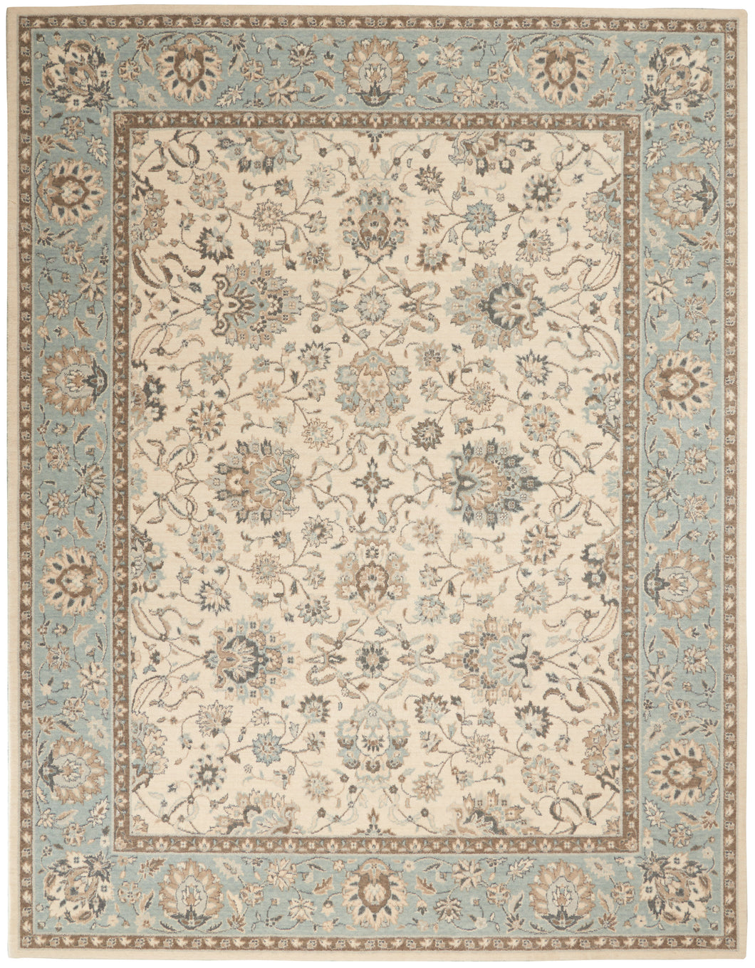 Nourison Living Treasures 8' x 11' Ivory and Aqua Area Rug LI16 Ivory/Aqua