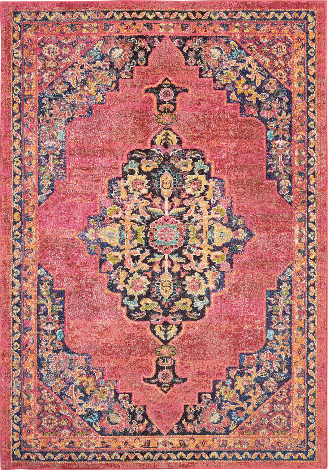 Nourison Passionate PST01 Pink Multicolor 7'x10' Large Rug PST01 Pink/Flame