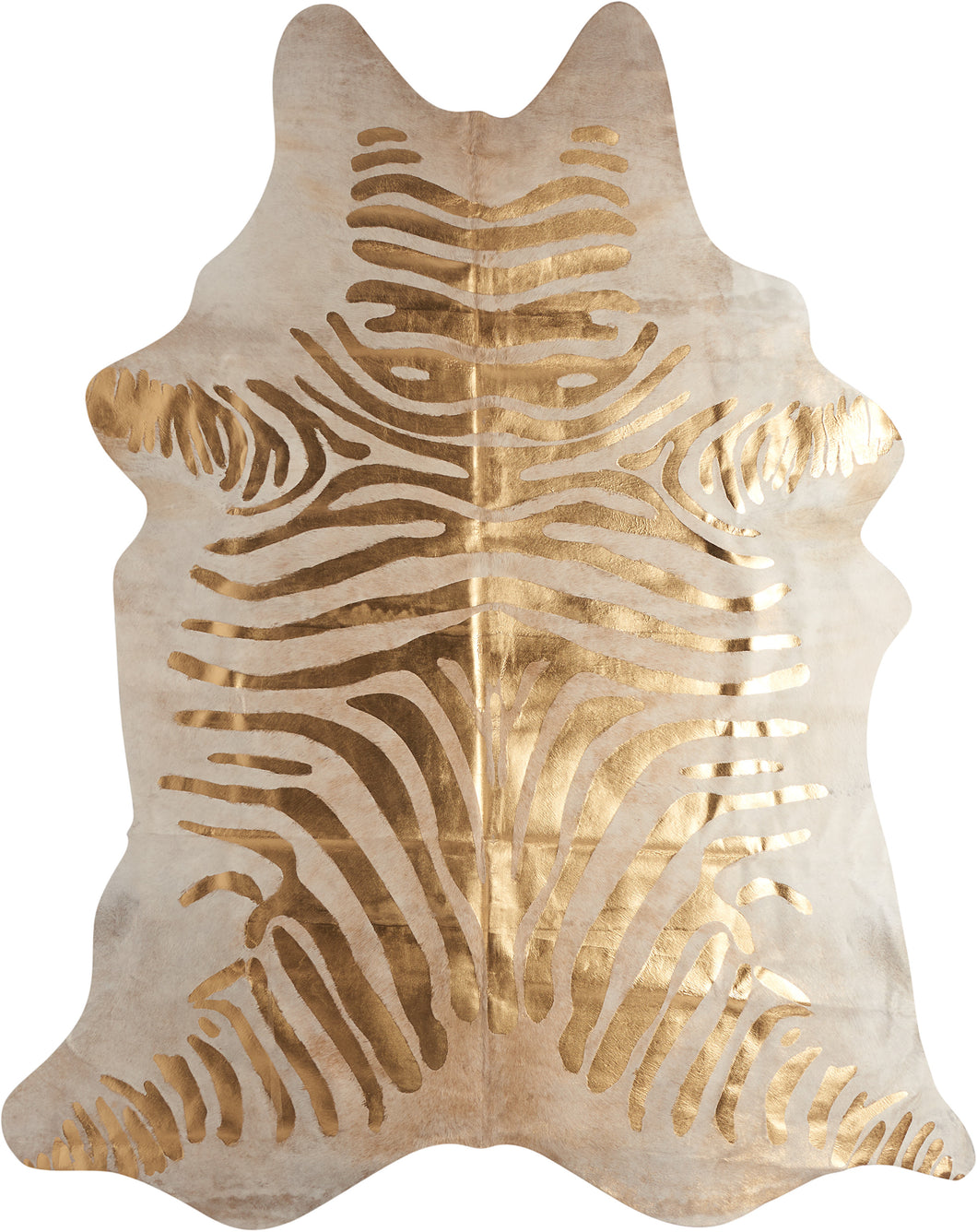 Mina Victory Metallic Zebra Hide Gold Couture Rug BR600 5'X7'