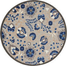 Load image into Gallery viewer, Nourison Aloha 5&#39; Round Blue Patio Area Rug ALH17 Natural/Blue
