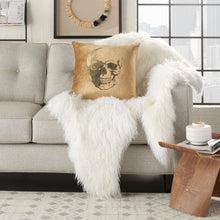 Load image into Gallery viewer, Mina Victory Luminecence Metallic Skull Beige/Gold Pillow AC208 20&quot;X20&quot;
