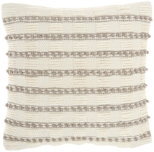 Load image into Gallery viewer, Mina Victory Life Styles Woven Lines and Dots Light Grey Throw Pillow GC384 18&quot;X18&quot;
