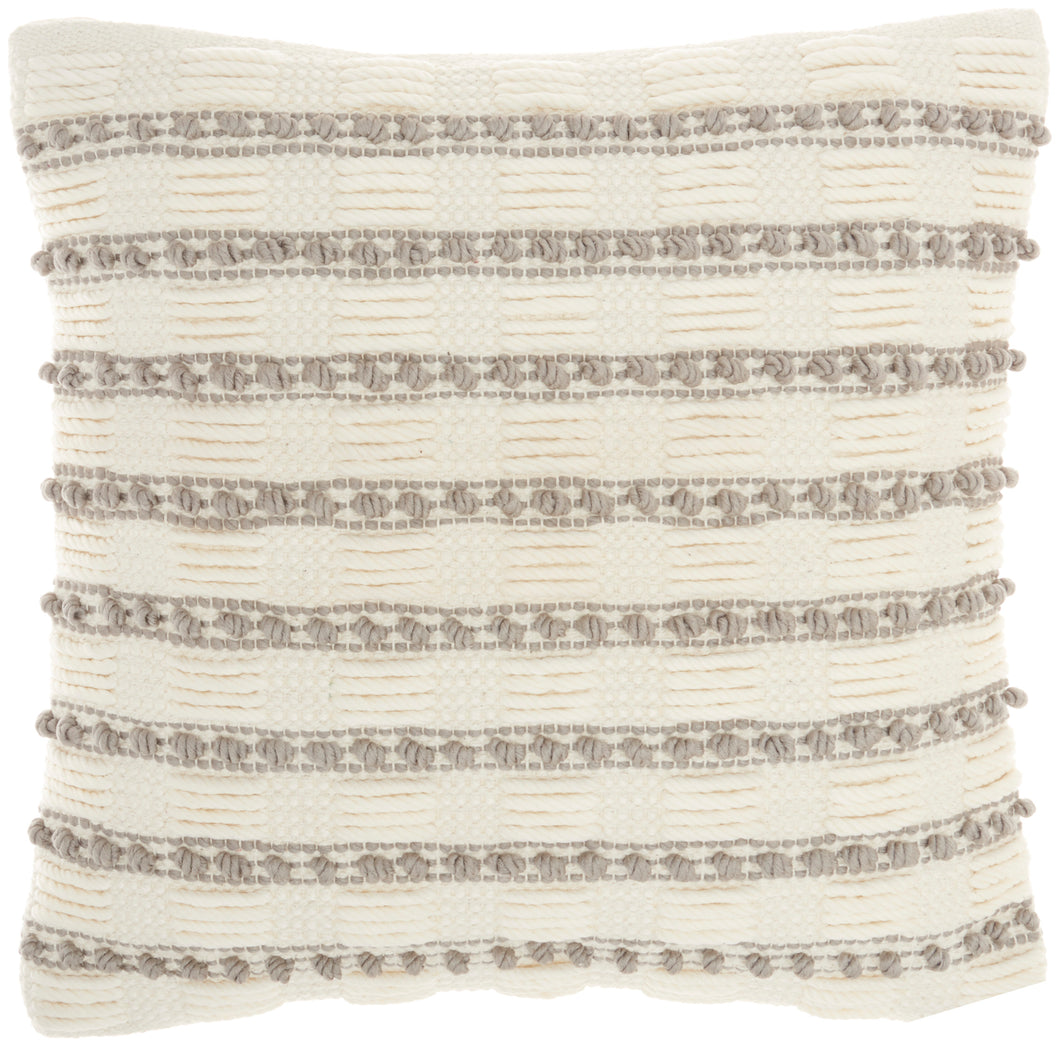 Mina Victory Life Styles Woven Lines and Dots Light Grey Throw Pillow GC384 18