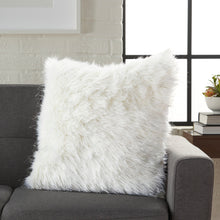 Load image into Gallery viewer, Mina Victory Lurex Remen Faux Fur White Throw Pillow VV059 20&quot; x 20&quot;
