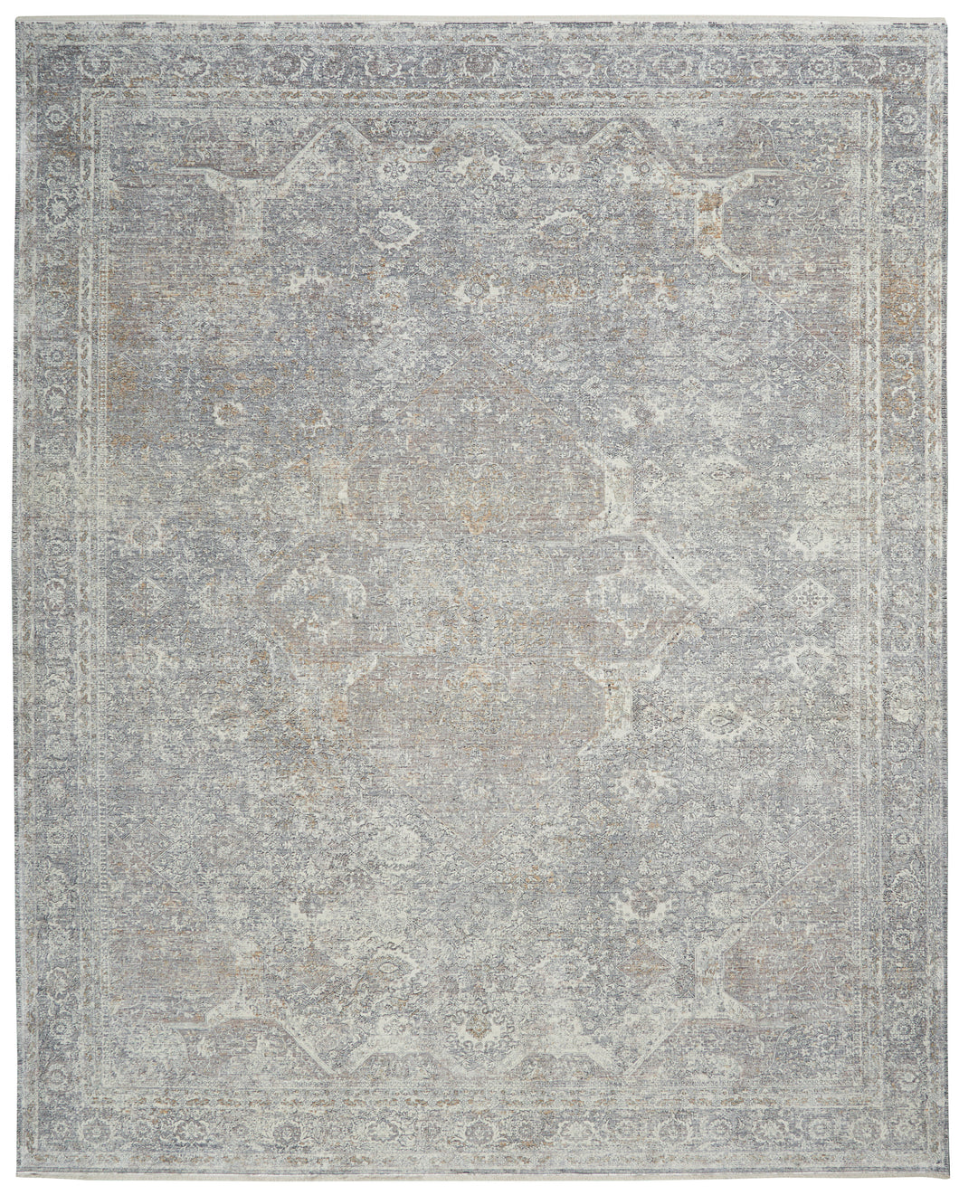 Nourison Starry Nights 8' x 10' Grey and Ivory Vintage Area Rug STN03 Silver/Cream