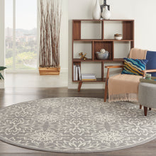 Load image into Gallery viewer, Nourison Jubilant JUB06 Grey 8&#39; Round Floral Area Rug JUB06 Ivory/Grey
