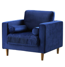 Load image into Gallery viewer, Blue Velvet Accent Chair - Bente Tufted Velvet Lounge Chair - Blue
