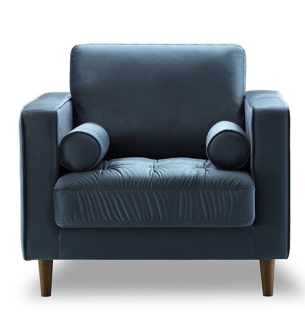 Bente Tufted Velvet Lounge Chair - Light Blue - GFURN