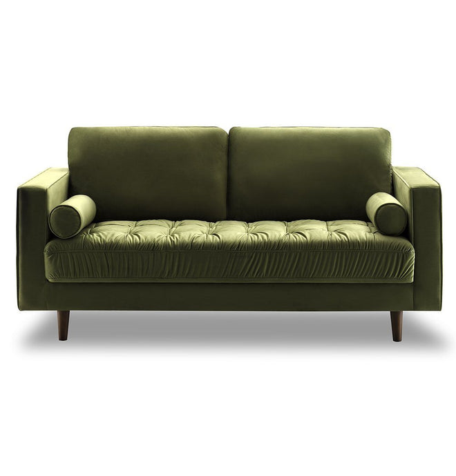 Bente Tufted Velvet Loveseat 2-Seater Sofa - Green - GFURN