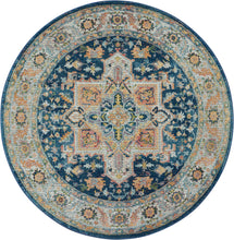 Load image into Gallery viewer, Nourison Ankara Global ANR11 Blue and Red Multicolor 4&#39; Round Persian Area Rug ANR11 Blue/Multicolor
