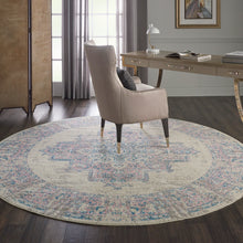 Load image into Gallery viewer, Nourison Grafix GRF14 White and Pink 8&#39; Round Large Rug GRF14 Ivory/Pink
