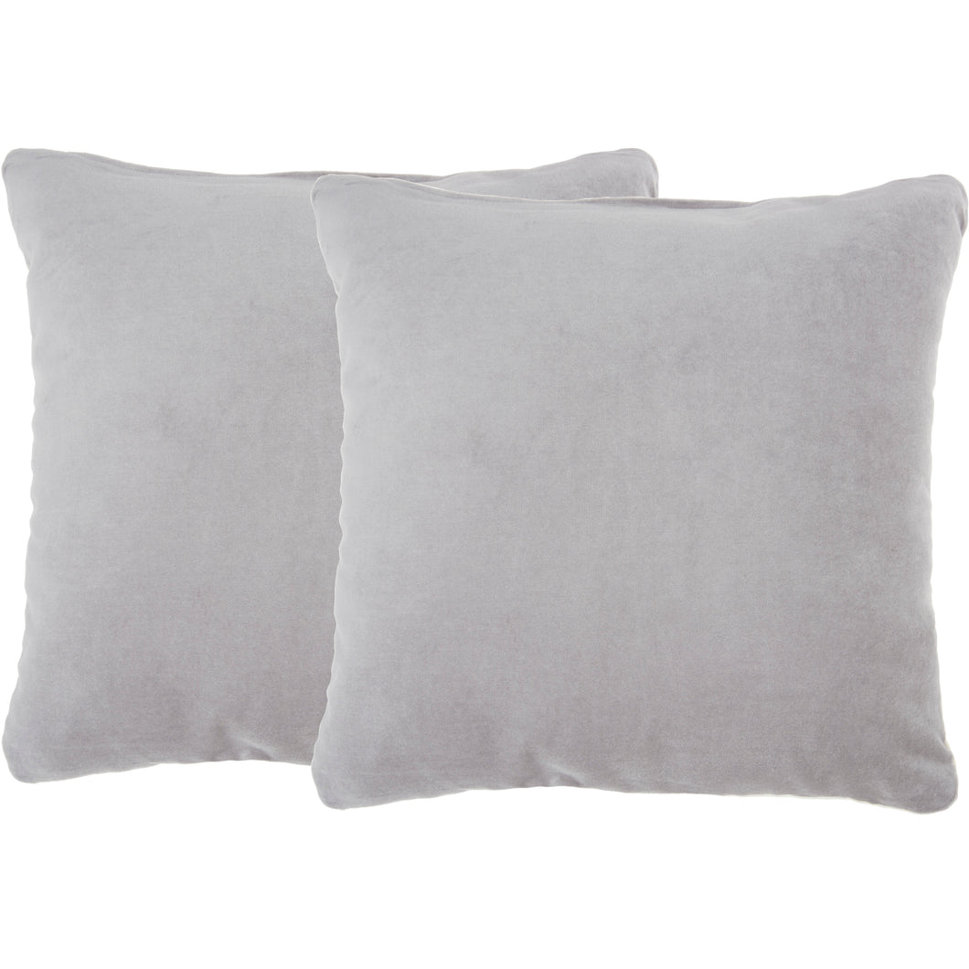 Nourison Life Styles Solid Velvet Grey 2 Pack Pillow Covers SS999 16