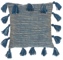 Load image into Gallery viewer, Mina Victory Life Styles Woven with Tassels Navy Throw Pillow DL005 18&quot; x 18&quot;
