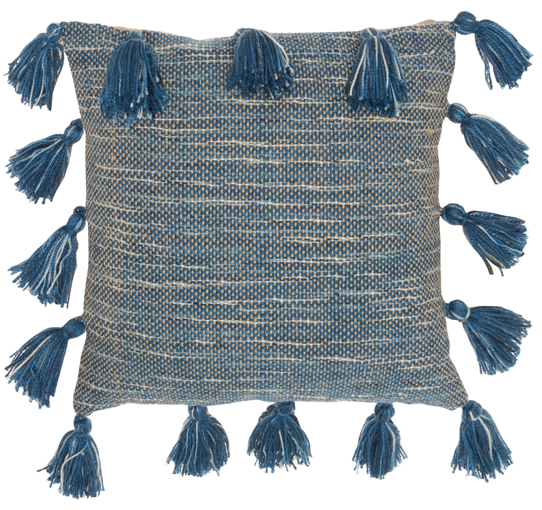 Mina Victory Life Styles Woven with Tassels Navy Throw Pillow DL005 18