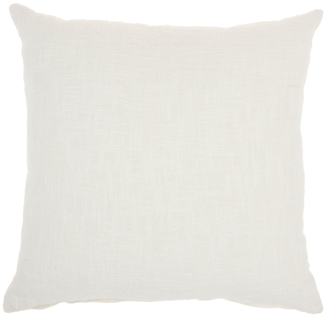 Mina Victory Life Styles Solid Woven Cotton White Throw Pillow SH021 18