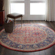 Load image into Gallery viewer, Nourison Ankara Global ANR02 Red and Blue Multicolor 4&#39; Round Persian Area Rug ANR02 Red
