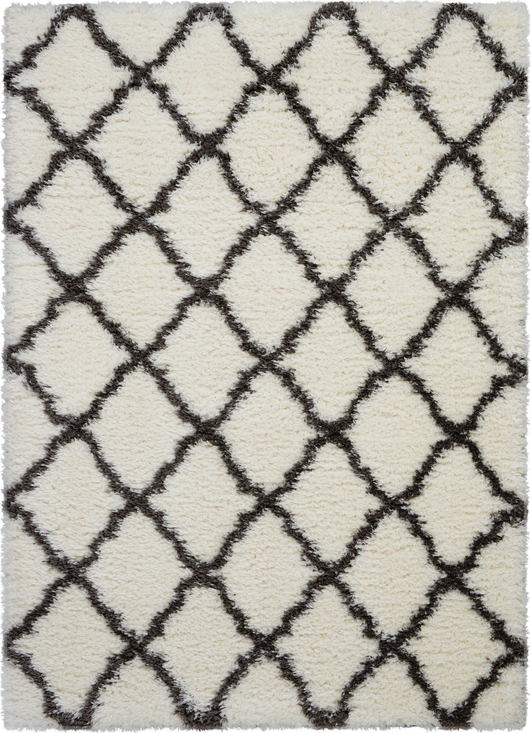 Nourison Luxe Shag LXS02 White 9'x12' Oversized Rug LXS02 Ivory/Charcoal