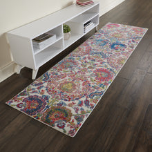Load image into Gallery viewer, Nourison Ankara Global ANR06 Blue and Ivory 8&#39; Runner Low-pile Hallway Rug ANR06 Ivory/Blue
