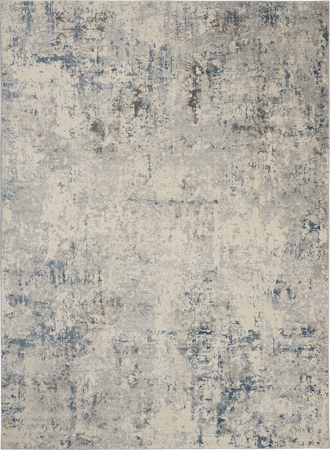 Nourison Rustic Textures RUS07 Slate Blue and Ivory 8'x11' Large Rug RUS07 Ivory/Grey-blue
