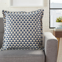 Load image into Gallery viewer, Nourison Life Styles Printed Triangles Indigo Throw Pillow DL559 20&quot; x 20&quot;
