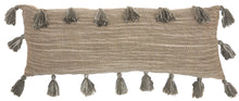 Load image into Gallery viewer, Mina Victory Life Styles Woven with Tassels Charcoal Throw Pillow DL005 13&quot; x 33&quot;

