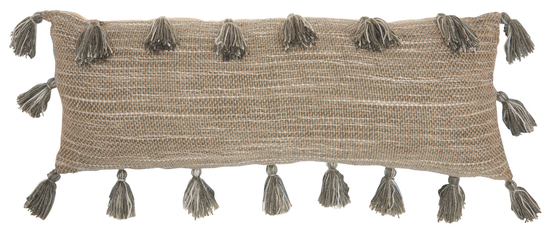 Mina Victory Life Styles Woven with Tassels Charcoal Throw Pillow DL005 13