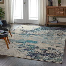 Load image into Gallery viewer, Nourison Celestial CES02 Blue and White 7&#39;x10&#39; Large Rug CES02 Ivory/Teal Blue
