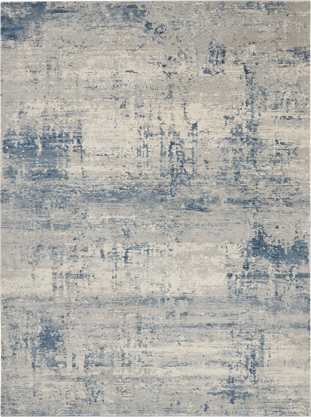 Nourison Rustic Textures RUS10 Blue and Grey 9'x13' Oversized Rug RUS10 Ivory/Blue