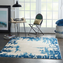Load image into Gallery viewer, Nourison Etchings 5&#39;3&quot; x 7&#39;3&quot; Ivory/Blue Abstract Area Rug ETC04 Ivory/Blue
