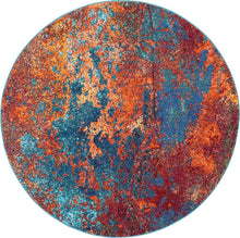 Load image into Gallery viewer, Nourison Celestial CES08 Blue and Red 4&#39; Round Colorful Area Rug CES08 Atlantic
