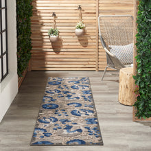 Load image into Gallery viewer, Nourison Aloha 10&#39; Runner Blue Patio Area Rug ALH17 Natural/Blue
