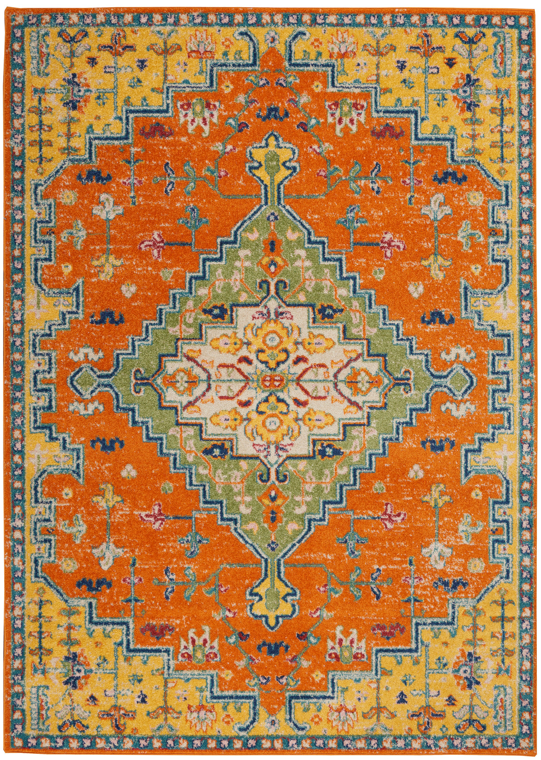 Nourison Allur 4' x 6' Orange Multicolor Area Rug ALR01 Orange Multicolor